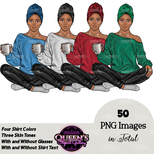 Yoga Clipart, Yoga Girl Clipаrt, Black Girl in Lotus Pose, Meditation Clipart, Coffee Clipart, Mindfulness Clipart, Afro Girl Clipart, Woman