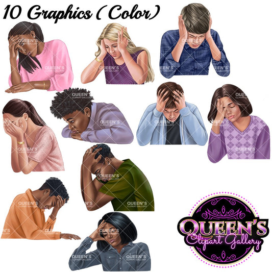 Stressed teenagers clipart, Emotional Teens Clipart, Teenagers, Teenagers in school, Back to school, Students, Emotions, Afro Teens Clipart