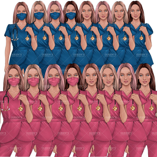 HealthCare Clipart, Nurse Clipart PNG, Doctor Nurse Clipart, Fashion Nurse Doll, Fashion Illustration, Medical Clipart, Medical Worker