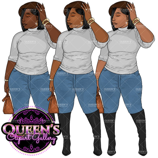 Denim Jeans Girl Clipart, Black Girl, Jeans girl, Afro girl clipart, Fashion clipart, Black woman clipart, Black girl magic, Girl boss