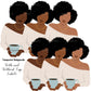 Afro woman drinks coffee, Afro girl clipart,  Black woman, Black girl magic, Fashion girl clipart, Relax at home, Coffee girl, Flat Clipart