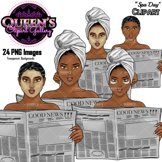 Spa day clipart, Relax at home, Fashion girl clipart, Cozy Clipart, Mindfulness clipart, African American clipart, Cozy girl clipart Calming