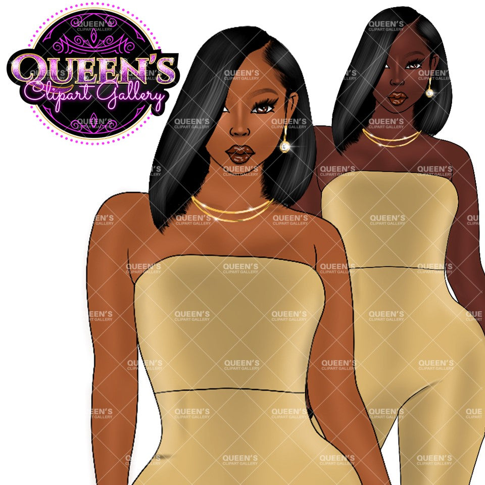Curvy Woman Clipart, Fashion Girl Clipart, Afro Woman clipart, Black girl magic, Girl boss clipart, African American woman, Party girl