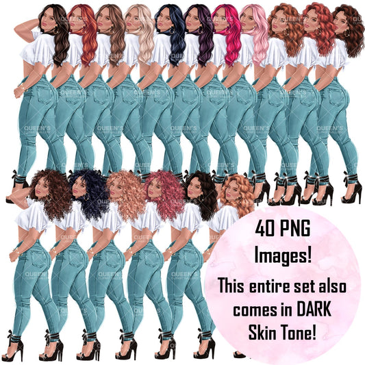 Fashion model, Denim jeans girl, Denim jeans queen, Woman clipart, Woman in jeans, Boss lady, Fashion Illustration, Fashion girl, Pose