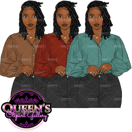 Afro girl clipart, Black woman clipart, Black girl magic, Fashion girl clipart, Girl boss clipart, Denim Jeans girl, Curvy girl, Black queen