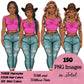 Afro Denim jeans girl, Jeans girl clipart, Woman clipart, Fashion girl clipart, Fashion illustration, Afro girl clipart,  Denim Girl Clipart