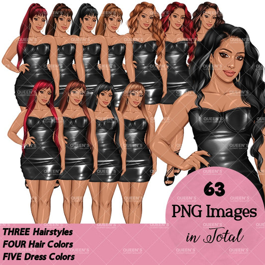 Woman in leather dress, Girl boss, Lady boss, Woman clipart png, Fashion girl clipart, Fashion illustration clipart, Curvy girl clipart