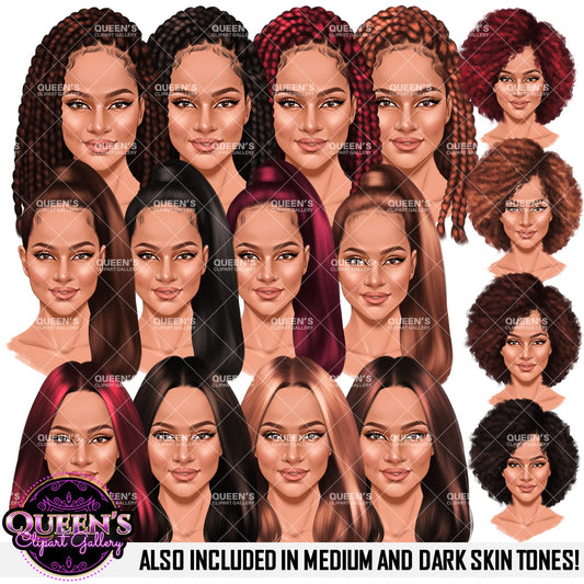 Woman Face, Afro Face Clipart, Face Clipart, Hairstyles, African American Woman Face Clipart, Black Girl Magic, Fashion Girl, Head Clipart