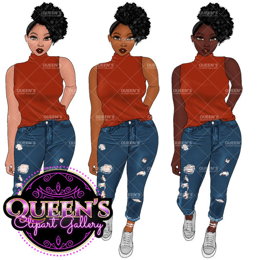Black girl PNG, Afro girl clipart, Denim jeans clipart, Black woman clipart, Black girl magic, Fashion girl clipart, Girl boss, Curvy girl