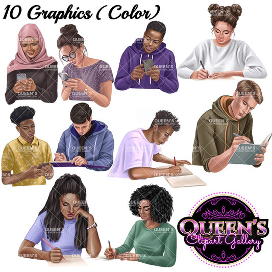 Teenagers Clipart, Teen Clipart, Students Writing, Clipart Teens, Teenagers, Back to School, High School Students Clipart, School Clipart