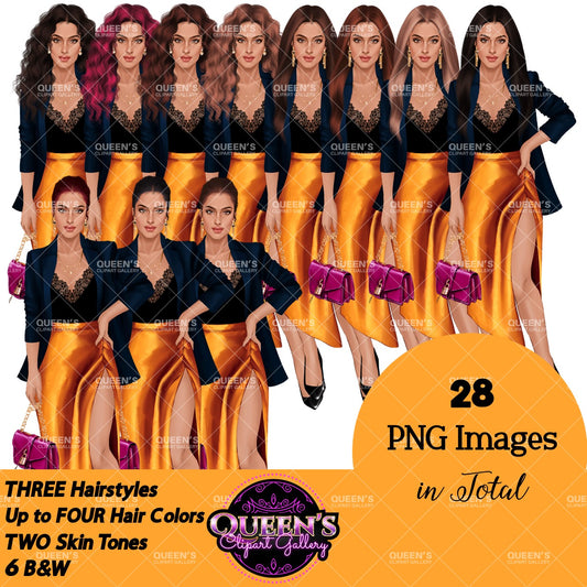 Fashion girl clipart, Lady clipart, Party clipart, Woman clipart, Fashion clipart, Lady in dress clipart, Boss lady clipart, Girl boss