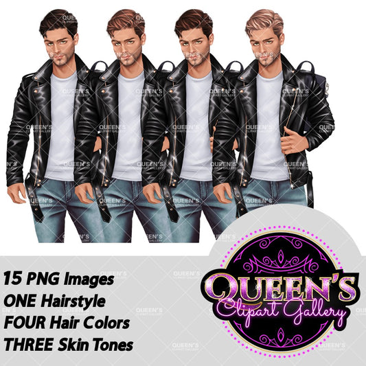 Man clipart, Boyfriend clipart, Man in leather jacket clipart, Boy clipart, Male clipart, White man clipart, Cute Guy Clipart, Husband