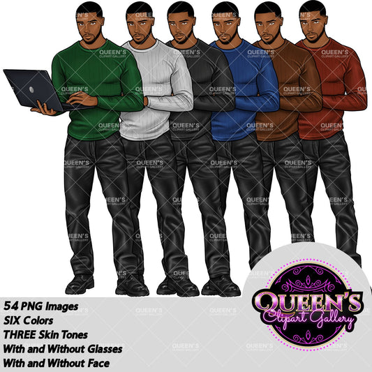 Man clipart, Handsome man clipart, Boyfriend clipart, Casual man clipart, Male clipart, African American man clipart, Black man clipart