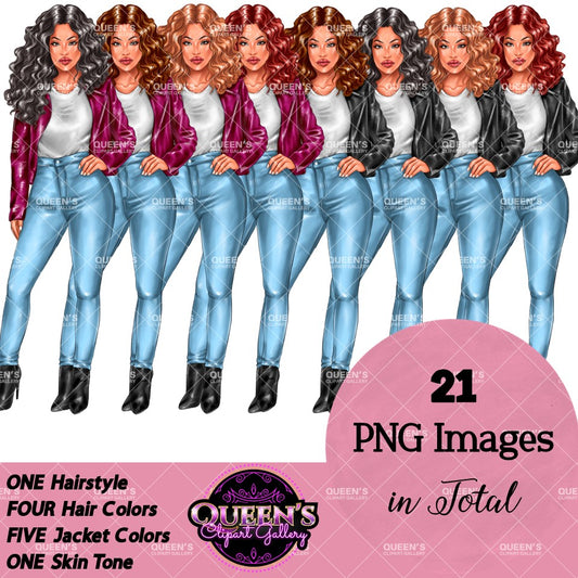Curvy Denim Girl, Jeans Girl Clipart, Curvy girl, Woman clipart, Fashion girl clipart, Girl boss clipart, Fashion woman, Fashion illustration