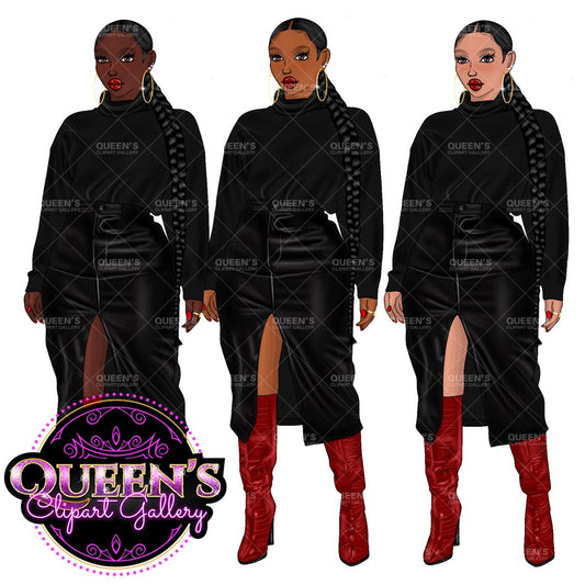 Afro girl clipart, Black girl clipart, Fashion clipart, Black woman clipart, Black girl magic, Fashion girl clipart, Girl boss, Curvy girl