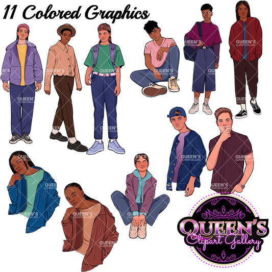 Gender Neutral Teenagers Clipart, Gender Neutral, LGTtbq Teenagers, LGTBQ Clipart, Rainbow Flag PNG, Pride Month Clipart, Gay Pride, Teens