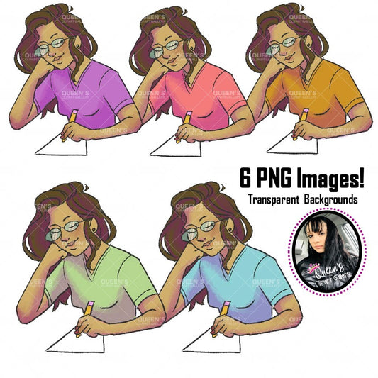 Teen clipart, Teen writing, Cartoonish illustration, Comic illustration, Clipart, Comic style people, Teenager, Back to school, cartoon teen