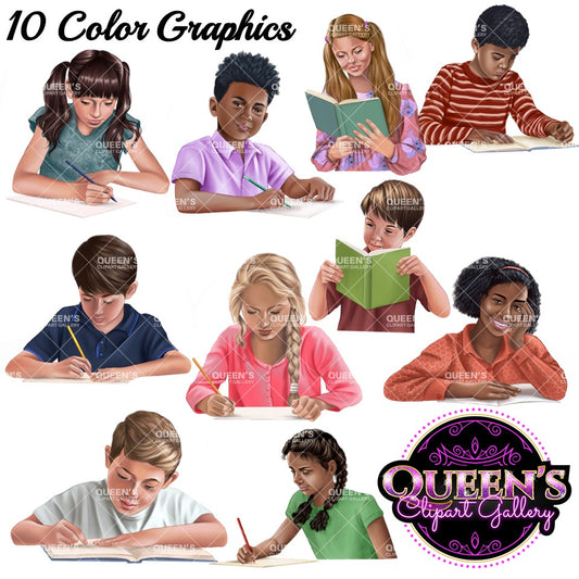 Middle School Students, Teenagers Clipart, Teen Clipart, Adolescents, Kids Clipart, Students Reading and Writing Clipart, Clipart Teens, Kids