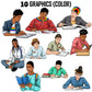 LGTBQ Teenagers Reading and Writing, LGTBQ Clipart, Rainbow Flag PNG, Pride Month Clipart, Gay Pride PNG, Lesbian, Diversity, Rainbow Clipart, Teens