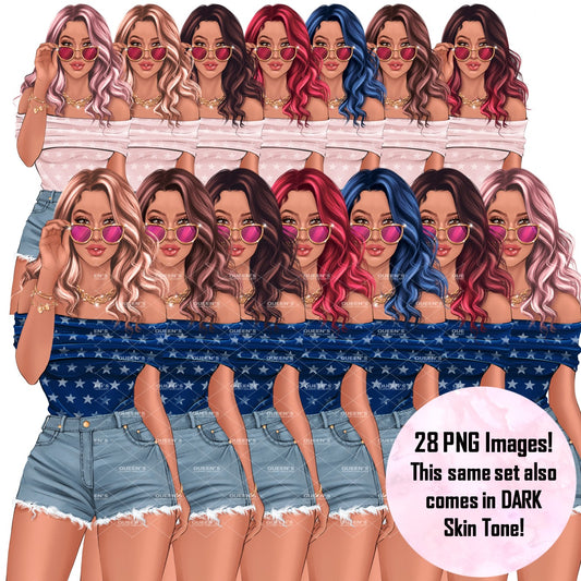 Summer girl clipart, Curvy denim girl, Short jeans girl clipart, Girl in shorts, Woman clipart, Fashion girl clipart, Girl boss, Fashion woman