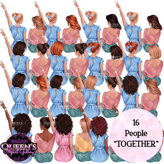 Best friends clipart, Soul sisters clipart, Besties clipart, Friends clipart, Bff clipart, Afro girls clipart, Friendship clipart, Denim girls