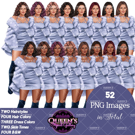 Woman in Dress, Fashion Girl Planner, Fashion Stickers, Fashion Girl, Fashion Illustration, Afro Girl Clipart, Fashion Model, Woman Clipart