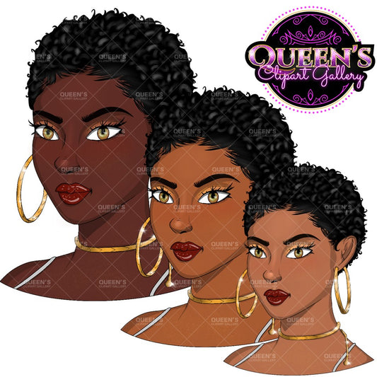 Woman Face, Afro Face Clipart, Face Clipart, African American Woman Face Clipart, Black Girl Magic, Fashion Girl, Clipart, Head Clipart