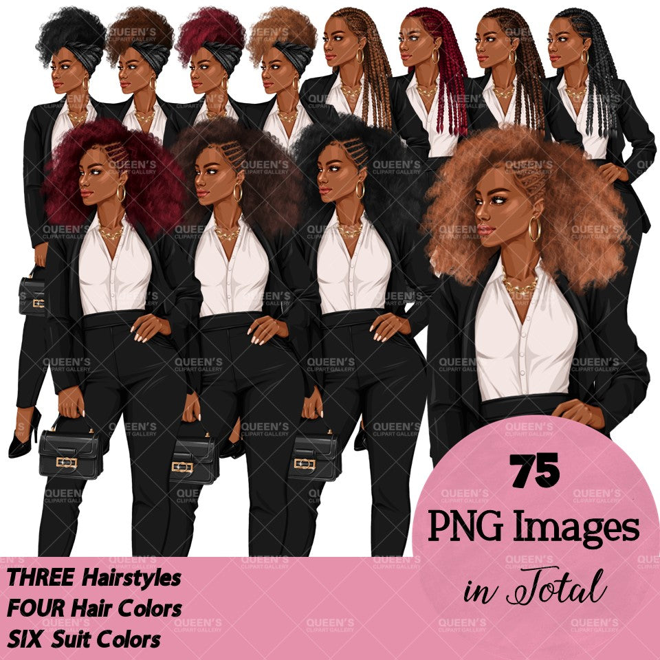 Afro woman in suit, Black girl magic, Boss lady, Lady boss clipart, Fashion girl clipart, Business woman clipart, Afro woman in suit, Curvy girl clipart, Executive woman, Boss girl