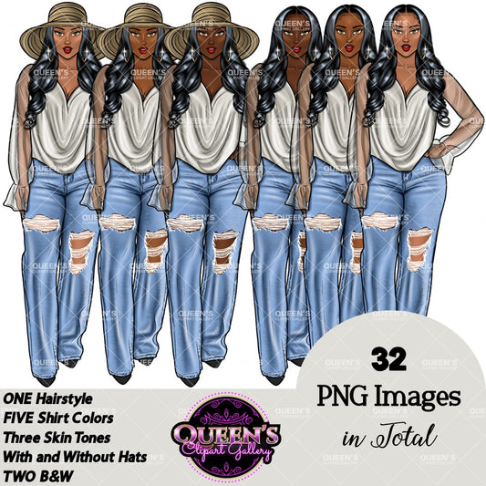 Denim girl clipart, Black girl magic, Fashion girl clipart, African American woman, Afro girl clipart, Girl boss, Fashion illustration, Boss lady