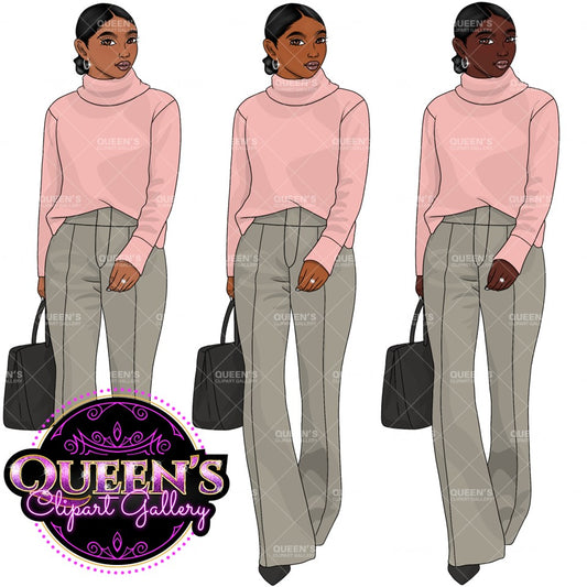 African American Woman Clipart, Lady Boss Clipart, Teacher Clipart, Black Girl Magic, Fashion Girl Clipart, Fashion Illustration Clipart