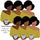 Afro woman drinks coffee, Afro girl clipart,  Black woman, Black girl magic, Fashion girl clipart, Relax at home, Coffee girl, Flat Clipart