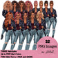 Denim jeans girl, Fashion girl clipart, Woman in leather Jacket, Afro girl clipart,  Curvy girl, Fashion illustration, Curvy denim girl