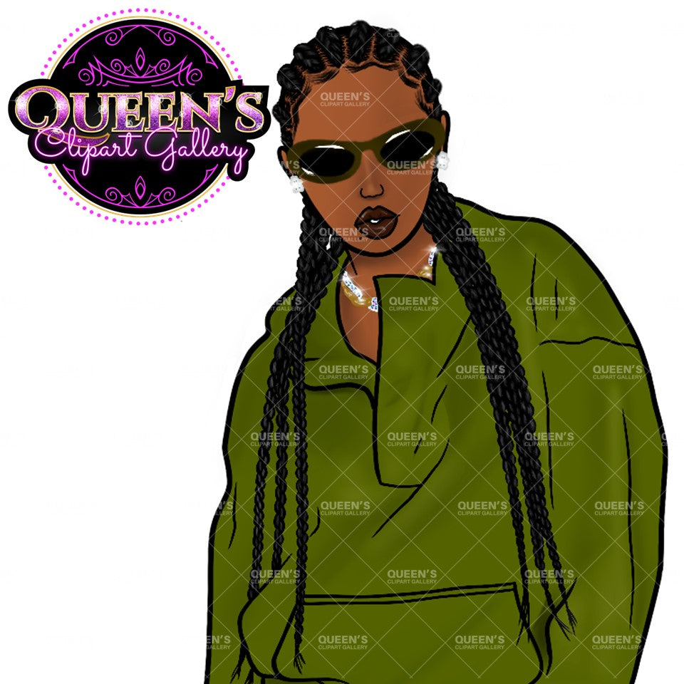 Afro woman with sun glasses, Street fashion clipart, Sports girl clipart, Fashion girl clipart, African American clipart, Black woman