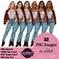 Curvy denim girl, Jeans girl clipart, Curvy girl, Fashion girl clipart, Girl boss clipart, Fashion woman, Woman in leather jacket, Curvy woman
