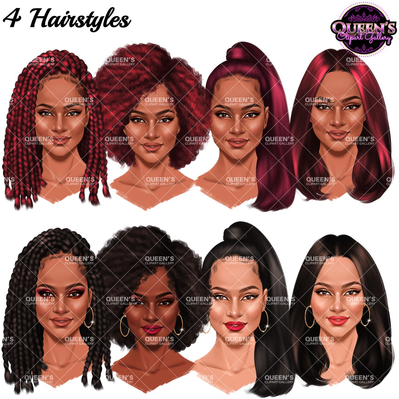 Woman Face, Afro Face Clipart, Face Clipart, Hairstyles, African American Woman Face Clipart, Black Girl Magic, Fashion Girl, Head Clipart