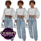Curvy Denim Girl, Jeans Girl Clipart, Denim Jeans Clipart, Afro Woman clipart, Black girl magic Fashion girl clipart, African American woman