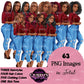 Planner girl clipart, Jeans girl clipart, Afro girl clipart, Fashion girl clipart, Denim jeans girl, Black girl magic African American woman
