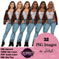 Curvy denim girl, Jeans girl clipart, Curvy girl, Fashion girl clipart, Girl boss clipart, Fashion woman, Woman in leather jacket, Curvy woman