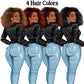 Curvy Denim Girl, Jeans Girl Clipart, Curvy girl, Woman clipart, Fashion girl clipart, Girl boss clipart, Fashion woman, Leather Jacket