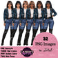 Denim Jeans Girl, Jeans Girl Clipart, Fashion Girl Clipart, Fashion Clipart, Woman in Leather Jacket, Curvy Girl Clipart, Denim Girl Clipart