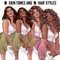 Curly hair, Curvy girl clipart, Planner girl clipart, Woman clipart, Lady boss, Fashion girl clipart, Girl boss clipart, Fashion woman, Sexy woman, Fashion illustration clipart