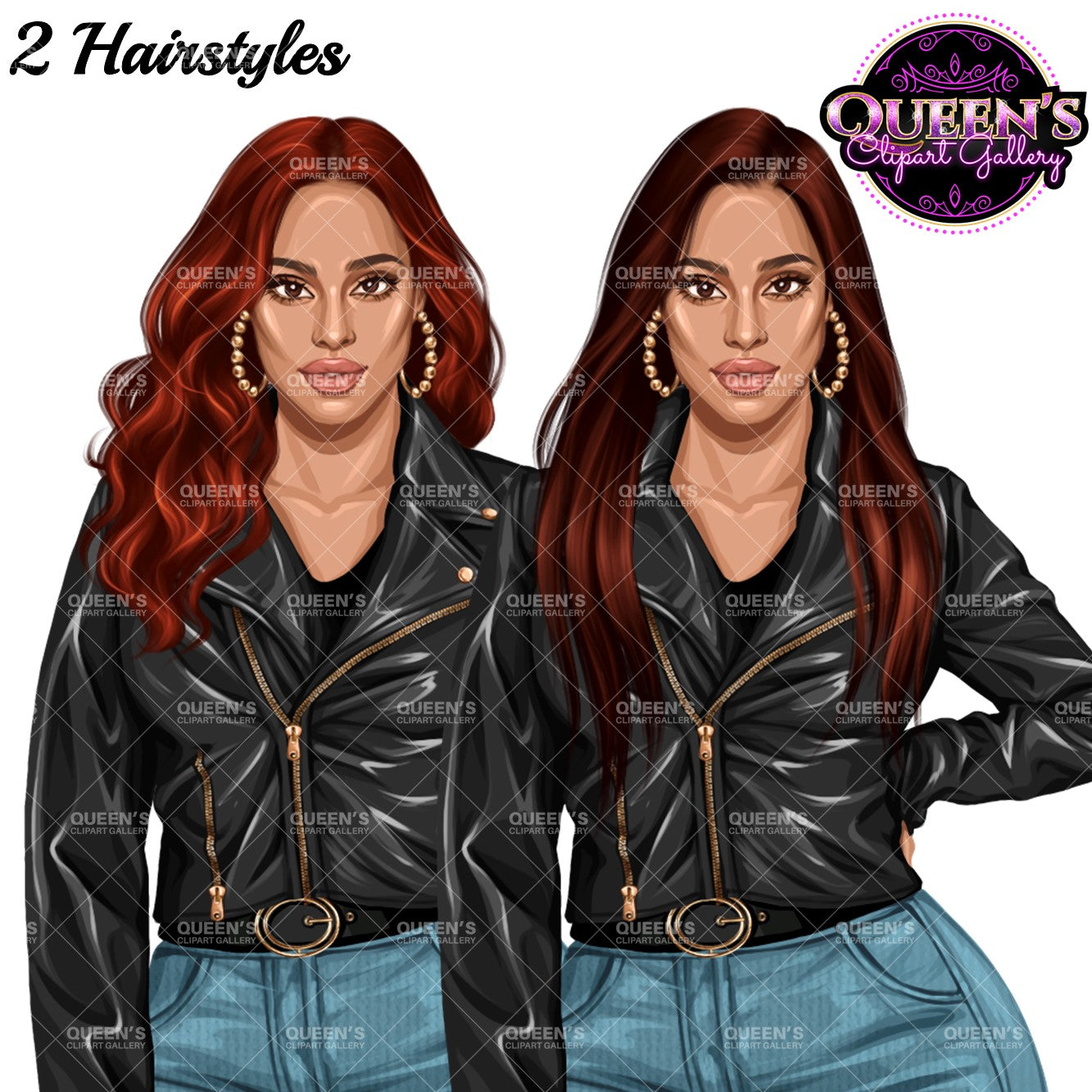 Denim girl clipart, Fashion girl clipart, Jeans girl clipart, Fashion illustration, Curvy girl clipart, Denim clipart, Woman in leather jacket