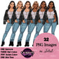 Curvy denim girl, Jeans girl clipart, Curvy girl, Fashion girl clipart, Girl boss clipart, Fashion woman, Woman in leather jacket, Curvy woman