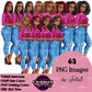 Planner girl clipart, Jeans girl clipart, Afro girl clipart, Fashion girl clipart, Denim jeans girl, Black girl magic African American woman