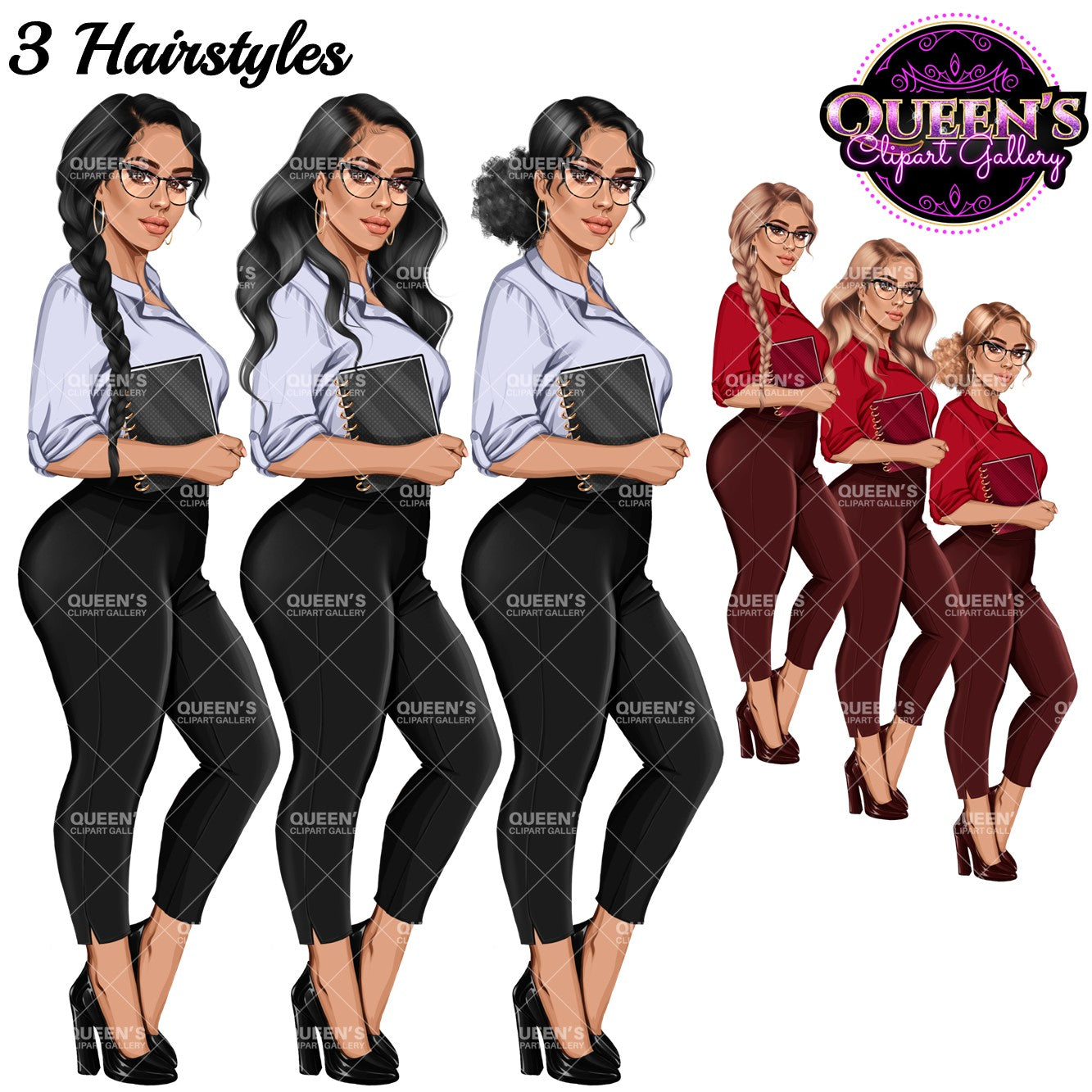 Planner girl clipart, Lady boss clipart, Curvy girl clipart, Fashion girl clipart, Teacher clipart, Woman clipart, Planner woman, Boss girl