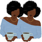 Afro woman drinks coffee, Afro girl clipart,  Black woman, Black girl magic, Fashion girl clipart, Relax at home, Coffee girl, Flat Clipart