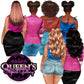 Backs turned clipart, Woman's back clipart, Customizable clipart, Afro girl clipart, Fashion girl clipart, Fashion illustration clipart
