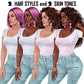 Denim jeans girl clipart, Denim girl clipart, Denim clipart, Fashion girl clipart, Jeans Girl Clipart, Afro girls clipart, Girl boss clipart