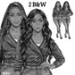 Curvy Denim Girl, Jeans Girl Clipart, Curvy girl, Afro Woman clipart, Fashion girl clipart, Girl boss clipart, Fashion woman, Leather Jacket