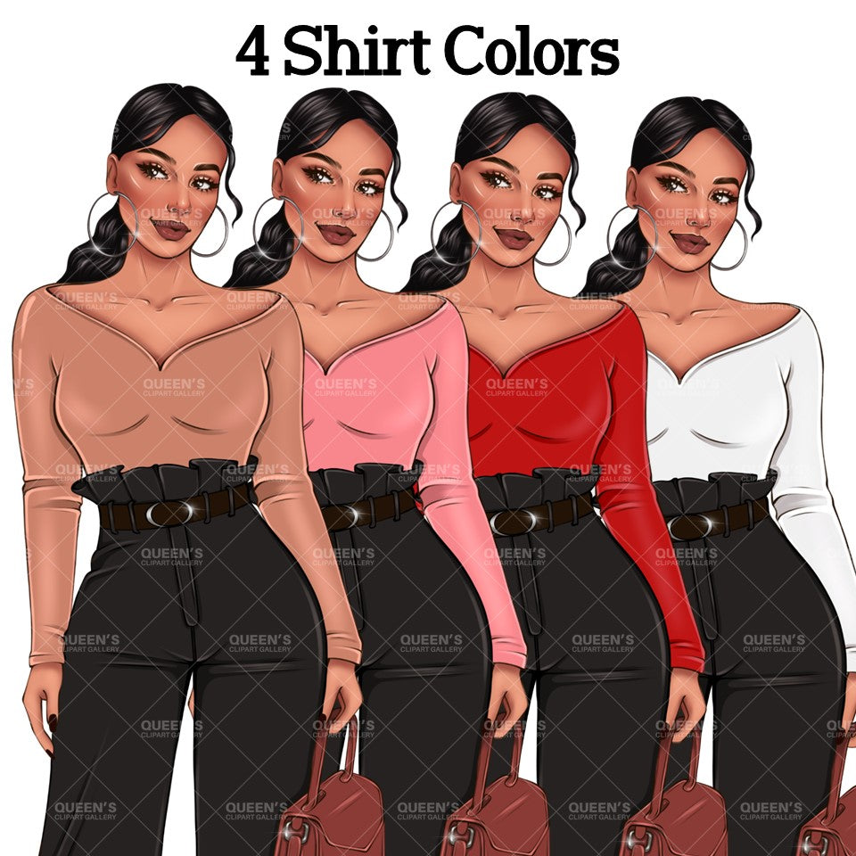 Black girl magic PNG, Afro girl clipart, Fashion girl clipart, Black woman clipart, Boss lady, Curvy girl clipart, African American woman